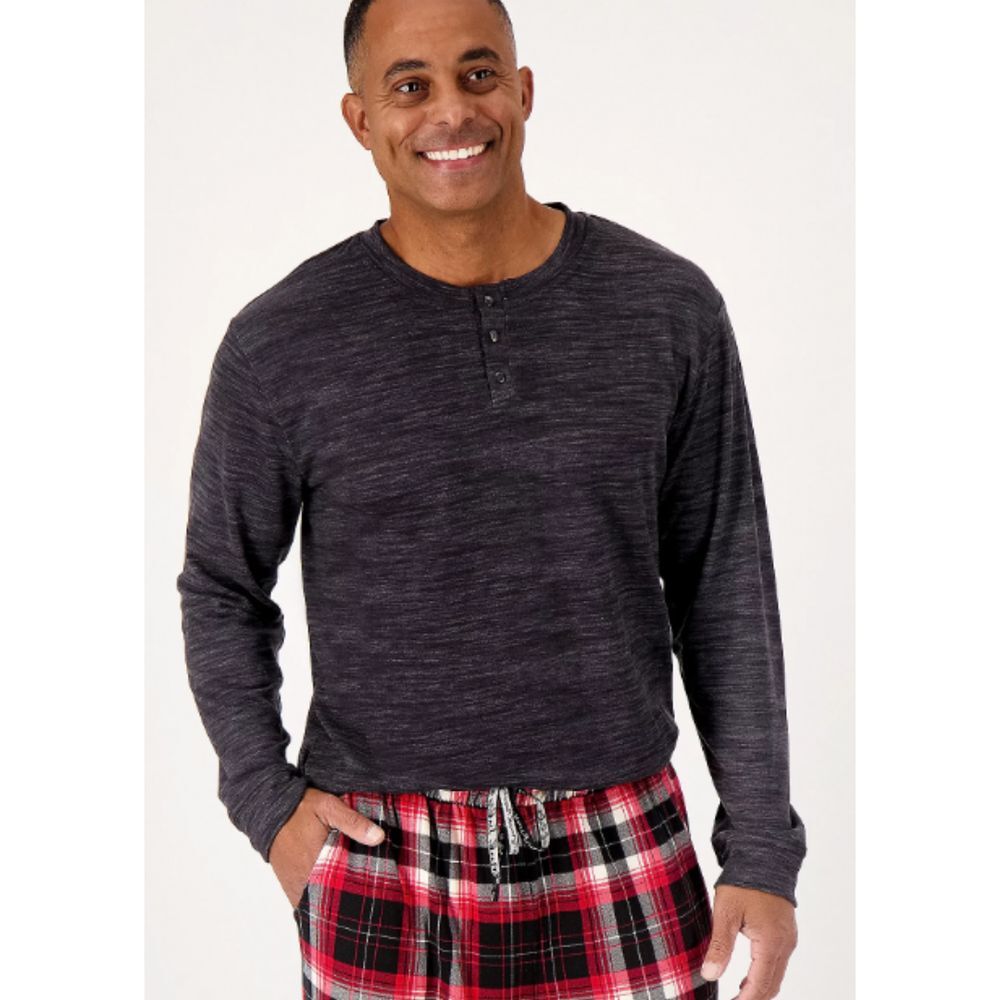 MUK LUKS Men's Regular‎ Butter Knit Henley Shirt Top Sz 2X Gray Long Sleeve NEW